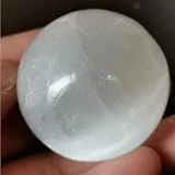 Bola de Pulido de selenita Blanca de 40 mm/Bola de Cristal con Soporte for Yoga y Yeso