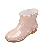 Zapatos de espolón calcáneo para mujer, botas de mujer de ancho H impermeables de tacón bajo con hebilla de dedo del pie medio zapatos redondos de lluvia para mujer negro zapatos de mujer, caqui, 37