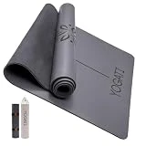 YOGATI Esterilla de Yoga de Caucho Natural con bolsa de yoga y correa de transporte. Esterilla de Yoga Antideslizante con marcas de alineación. Esterilla Fitness para pilates y deporte. Yoga Mat