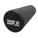 ResultSport Rodillo de espuma para músculos de la espalda con póster de ejercicios A3 – Masaje de punto de gatillo, pilates, yoga, corredor (EVA negra, 45 cm x 15 cm)