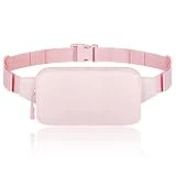 MoKo Riñonera Deportiva para Hombre Mujer, Cinturón Running Universal con Correa de Bandolera Ajustable y Cremallera para Deporte Senderismo Ciclismo Viaje, Bolsa Bandolera de Cintura de Nylon, Rosa