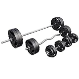 GORILLA SPORTS Juego completo de pesas de plástico Negro 100 KG Diámetro 30/31 mm