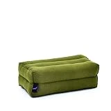 LEEWADEE Bloque de Yoga pequeño – Cojín Alargado para Pilates y meditación, cojín para el Suelo Hecho de kapok Natural, 35 x 18 x 12 cm, Verde