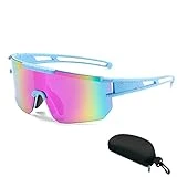 ZUMLLOMA Gafas De Ciclismo, Gafas Running Hombre Mujer, Uv400 100% Protección Uv Protección, Gafas de Sol Deportivas, para Andar en Bicicleta, Correr, Escalar, Camping (Azul claro)