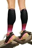 Physix Gear - Media de compresión para pantorrilla, para crossfit, triatlón y viaje en avión (1 par negro/rosa, S/-M/L)