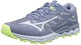 Mizuno Wave Daichi 7 (W), Zapatillas de Trail Running Mujer, Vintage Indigo/Subdued Blue/NeoLime, 38.5 EU