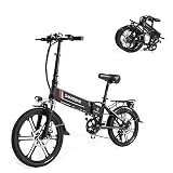 SAMEBIKE Bici electrica Bicicleta eléctrica Plegable de 20 Pulgadas Hombres y Mujeres 48v10.4ah, Bicicleta eléctrica con Pantalla LCD Luces Delanteras y traseras(Soporte de Coche con USB
