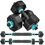 Pesos Juego de mancuernas, 20 libras ajustable ARUNDO Ejercicio Equipo para Entrenamientos de Gimnasio en Casa, Pesas Libres Muscle Building Barbell Set para Hombres/Mujeres