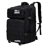 EDIFIT, Mochila Crossfit, 45L, Militar, Tactica, para Gimnasio, Senderismo, Acampada o Supervivencia, Unisex, Resistente, con Multiples Bolsillos (Full Black)