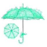 Qiilu Paraguas de Boda de Encaje único, Accesorios de Rendimiento Plegables (Verde)