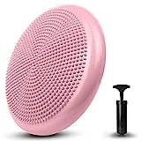 unycos - Cojín de Equilibrio con Bombín, Cojín Propioceptivo, 34 cm | Cojín Hinchable, Cojín de Yoga | Entrenamiento de Core, Espalda, Abdomen, Piernas, Fitness, Pilates, Rehabilitación (Rosa)