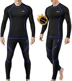 Ropa Interior Térmica Hombre, Camiseta Térmica Hombre Deportes Ropa Interior Funcional Conjuntos Térmicos Termo Invierno Otoño con muy elástica para Running Esquí Montaña Ciclismo Fitness Negro XL