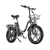 BURCHDA Bicicletas eléctricas para adultos, R8S 20 x 4 pulgadas, bicicleta de montaña eléctrica plegable con neumáticos gruesos, batería extraíble de 48 V 20 Ah, pantalla LCD, 8 velocidades