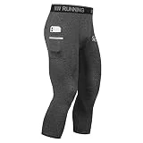 MEETWEE Leggings de compresión para Hombre 3/4, Mallas para Correr, Pantalones Deportivos Secos Frescos con Bolsillos Base Capa Inferior para Entrenamiento, Entrenamiento y Trotar
