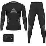 UNIQUEBELLA Ropa Interior térmica de los Hombres, Transpirable y de Secado rápido Ropa Interior Funcional de los Hombres Flexible Conjunto de Ropa Interior de esquí - Invierno Ropa Interior térmica