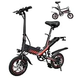 JIYUDX Bicicleta Eléctrica, 12' EBike Bicicleta Electrica Plegable, 36V/10.4Ah Bateria Extraible Autonomia 30-45km, Welocidad Máxima 25 km/h e Bicicletas Electricas para Adultos