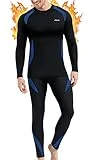 BENNALD Ropa Interior Térmica Hombre, Camiseta Térmica Hombre Deportes Conjuntos Térmicos Ropa Interior Funcional Termo Invierno con elástica para Running Esquí Ciclismo Azul XL