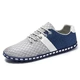 MODGE Zapatos casuales para hombre, zapatillas cómodas transpirables para hombre, zapatos atléticos de malla superligera, zapatos deportivos para correr para hombre (color: azul gris, talla: 10.5 UK)