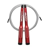PICSIL Anna Comba Lastrada Profesional de Aluminio, Permite Añadir Pesos, Ideal para MMA, Boxeo, Fitness, Cuerda de Alta Velocidad Ajustable con Doble Rodamiento, Mango Antideslizanten Rojo