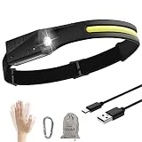 COZOME Linterna frontal LED COB recargable,linterna frontal impermeable IPX4 5 modos luz,linterna frontal sensor 350 lúmenes para trotar trabajar pescar caminar ciclismo acampar[Clase energética A+++]