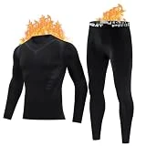 Getervb Ropa Interior Térmica Hombre Invierno Transpirable Cálida Camiseta Manga Larga y Pantalon Set de Ropa Funcional Termo para Esquí Running Ciclismo Deportes