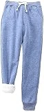 Pantalones De Chándal De Lana Forrados For Mujer Pantalones De Cintura Elástica con Cordón Pantalones Deportivos De Pista For Correr Pantalones Sólidos Leggings (Color : Blue, Size : XXL)