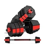 Fitness Tech - Juego de Mancuernas 2 en 1 Octogonal - Set de 2 Unidades - Alta Resistencia - Antivuelco - Entrenamiento Completo - 30 Kg