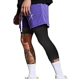Smatstyle Mallas Hombre Deporte Pantalones de Compresión para Hombre 3/4 Leggins Deporte Pantalon de Baloncesto de una Pierna Secado Rápido Capa Base Pantalones de Entrenamiento (XL, Negro-leftL)