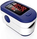 AGPTEK Pulsioxímetro Profesional, Oxímetro de Dedo Digital con Pantalla LED para Medición de SpO2, Monitor de Saturación de Oxígeno, Lectura Instantánea, Blanco y Azul