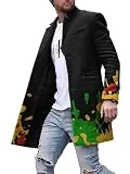 OWLKAY Men'S Jacket Casual Stand-Up Collar Men'S Fashion Pockets Jacket Medium Length Men'S Personality Print Long Sleeve Jacket Youth Trend Men'S Transitional Jacket XLDY-22 M