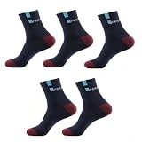 5 pares de calcetines de fibra de bambú for hombre, calcetines deportivos de algodón transpirables for otoño e invierno, calcetines de negocios transpirables, talla 37-45 (Color : A Navy)