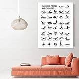 LIYIWLH Impresiones en Lienzo Tabla de Ejercicios de Pilates Póster Decoración de la Pared de la Sala de Yoga, Guía de Culturismo Fitness Gym Cuadro de Pintura 23.6