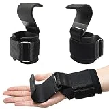 Fhioevt 2pcs Ganchos de Levantamiento de Pesas Muñequeras Gym Asas con Revestimiento de Goma Antideslizante Acolchado de Muñeca de Neopreno de 7 mm para Ejercicios de Levantamiento de Pesas