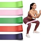 ROSAPOAR Juego de 5 bandas de resistencia para entrenamiento en casa, estiramiento, crossfit, yoga, pilates, fitness corporal, terapia física para hombres y mujeres