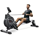 Dripex Máquina de remo magnético, máquina de remo interior súper silenciosa con resistencia ajustable de 16 niveles, riel deslizante de aluminio y monitor LCD apto para gimnasio en casa (negro oscuro)