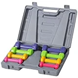 HOMCOM Juego de 8 Mancuernas Portátil 4 Pares de 0.5kg 1 kg 1.5 kg 2kg Caja Exterior para Gimnasio Ejercicios Entrenamiento en Casa Metal 41x30x8 cm Multicolor