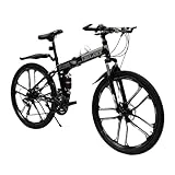 Bicicleta de montaña plegable de 26 pulgadas, 21 velocidades, con freno de disco, para niñas, niños, hombres y mujeres