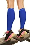 Physix Gear Sport Medias compresión Hombre y Mujer, Las Mejores pantorrilleras Running para Mejorar la circulación, Perneras Ciclismo para recuperar los músculos, 1 par, S/M - M/L, Azul