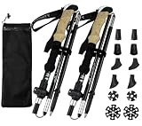 DeeprBling Bastones de Senderismo Plegables, 2 pcs 115-135cm Bastones de Trekking Ajustable e Ligeros de Aluminio 7075 para Senderismo Alpinismo Trail