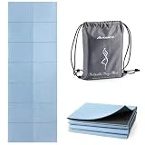 Avoalre Esterilla Yoga Antideslizante Plegable 173x61CM, Colchoneta Yoga PVC Antideslizante 5MM de Grosor Fácil de Doblar para Fitness Yoga Ejercicio Pilates Deportes, Azul y Negro