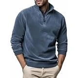 OCCOKO Sudadera de Manga Larga Hombre de Invierno y otoño de Polar para Hombre, Sudadera con Cremallera Media (Blue, L)