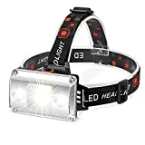 DAWINSIE Linterna Frontal Recargable LED, 4 Modos Alta Potencia Linterna Cabeza, Alcance de 500M, luz para bicicleta con Impermeable IPX4 para Casco, Pesca, Bicicleta y Caza