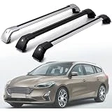 Baca de Coche, para Ford Focus 2018 2019-2023 Portaequipajes de Coche Barras de Techo para Vehículos Aluminio Ajustable Autopartes,Black Silver