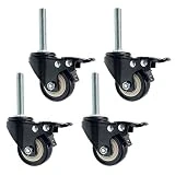 ruedas para mover objetos pesados, Ruedas for estante de carro de banco de trabajo con ruedas de PU de 1,5 pulgadas y 38 mm, ruedas móviles con varilla roscada, carga de 100 kg, con tuerca, 4 piezas,