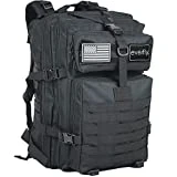 Everfly Mochila Tactica Militar 45L - Para Crossfit Supervivencia Caza Pesca Senderismo Gimnasio Montañismo Airsoft - Oxford 800D - Hombre Mujer - Macuto Molle Ejercito - 2 Parches Incluidos (Negro)