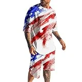 YANFJHV Chándal de talla grande para hombre 5XL – Chándal deportivo corto casual chándal de fitness chándal de dos piezas ropa de tenis ropa para correr fitness running, rojo, XXXXXL