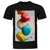 NEIHFHU Camisas de Hombre, Camisas de Mujer, Camisetas para Mujer, Camiseta para Hombre, Foto de macarrones, 3XL