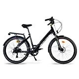 URBANBIKER Bicicleta Eléctrica Ciudad Sidney Negra 28', Motor 250W, Batería Litio Extraible 504 WH(36V 14 Ah) Celdas Samsung, Frenos hidraulicos. Hombre & Mujer, Ebike Paseo.
