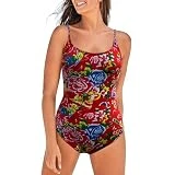 Genérico Bikini para Mujer, Traje de baño Retro con Cordones y Espalda Descubierta, con Flores Grandes del noreste Bikini Mujer Encaje (Red, M)