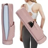 sportsnew Bolsa Esterilla Yoga con Compartimento Húmedo Funda Esterilla Yoga Cremallera Completapara con Bolsillo para Botella de Agua y Correas Ajustables para los Hombros, Rosa